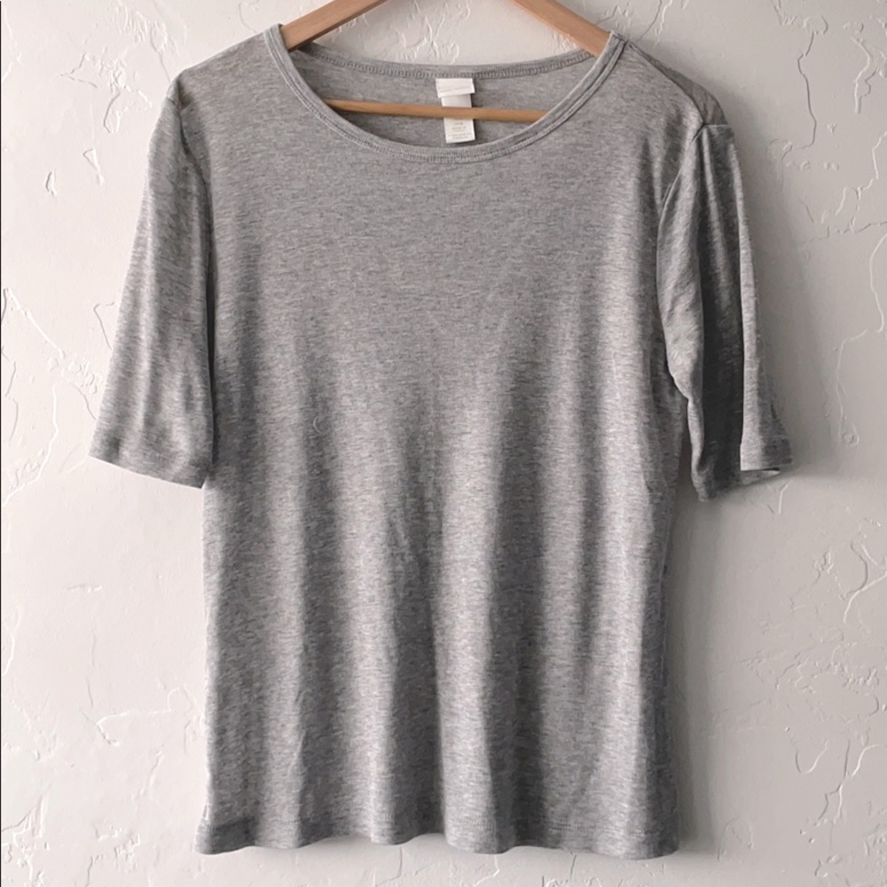 Lyocell H&M tee elbow sleeve basic M soft gray